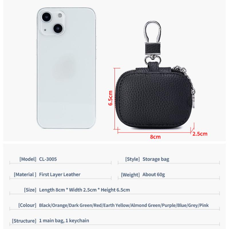 Small Genuine Leather Universal Key Wallets Earbud Case Headphone Storage Case Earphones Carrying Pouch Key Case