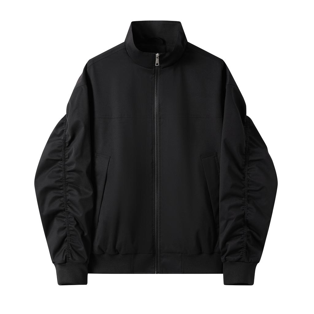 Pánská nová neformální bunda v americkém stylu Jaro Podzim Jednobarevná Trendy Retro Pracovní Pilotní bunda se stojáčkem