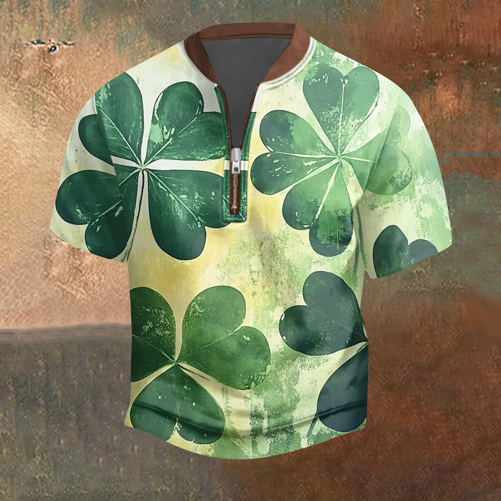 

Мужская повседневная футболка с застежкой-молнией на половину длины и короткими рукавами S