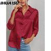 IHUASU Dámská móda Ležérní Halenky a košile s dlouhým rukávem s POLO límečkem