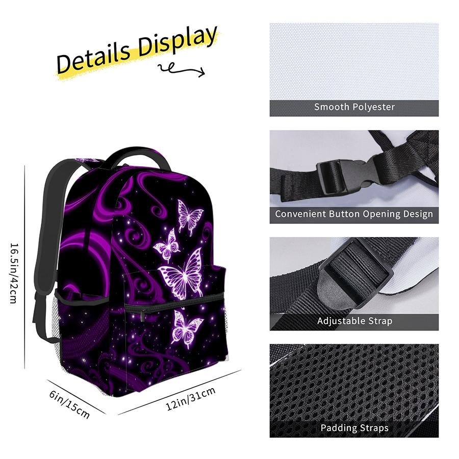 Mushroom Print Rucksacks for Boys/Girls Children Best Gifts 2D Flat Animated Laptop Bags Teenage Rucksack Outside Leisure