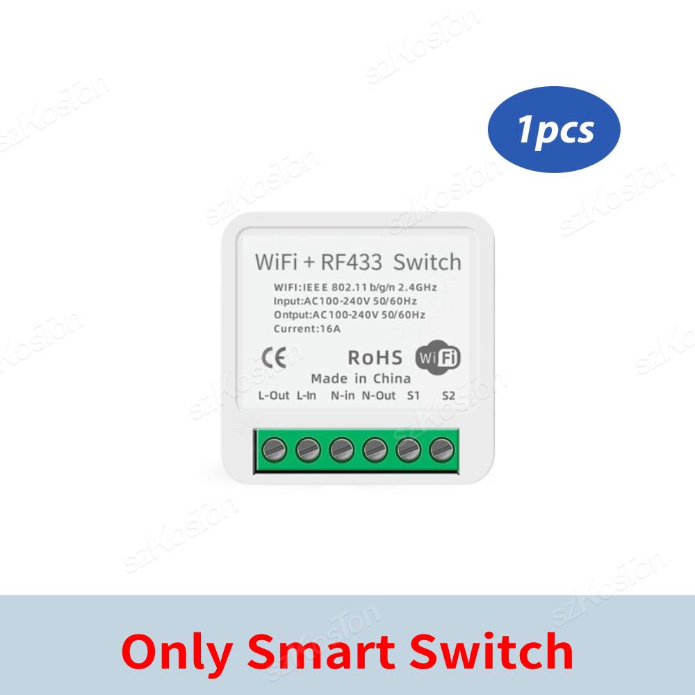 Tuya RF433MHz WiFi Smarter Schalter Kabelloser Fernbedienungs-Lichtschalter Relais-Controller Sprachsteuerung Funktioniert mit Alexa Google