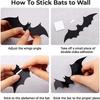120 Pcs Halloween Bats Wall Decor - Realistic 3D Bats Halloween Wall Decorations - 4 Different Sizes Durable Bat Stickers for Room, Lawn, Window