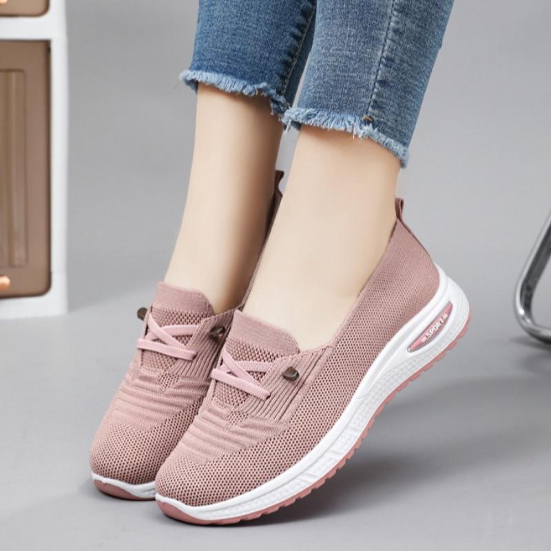 Women's Shoes, Spring Style, Mother's Shoes, Fly-knit Breathable Mesh Shoes, Low-cut Walking Shoes, Single Shoes