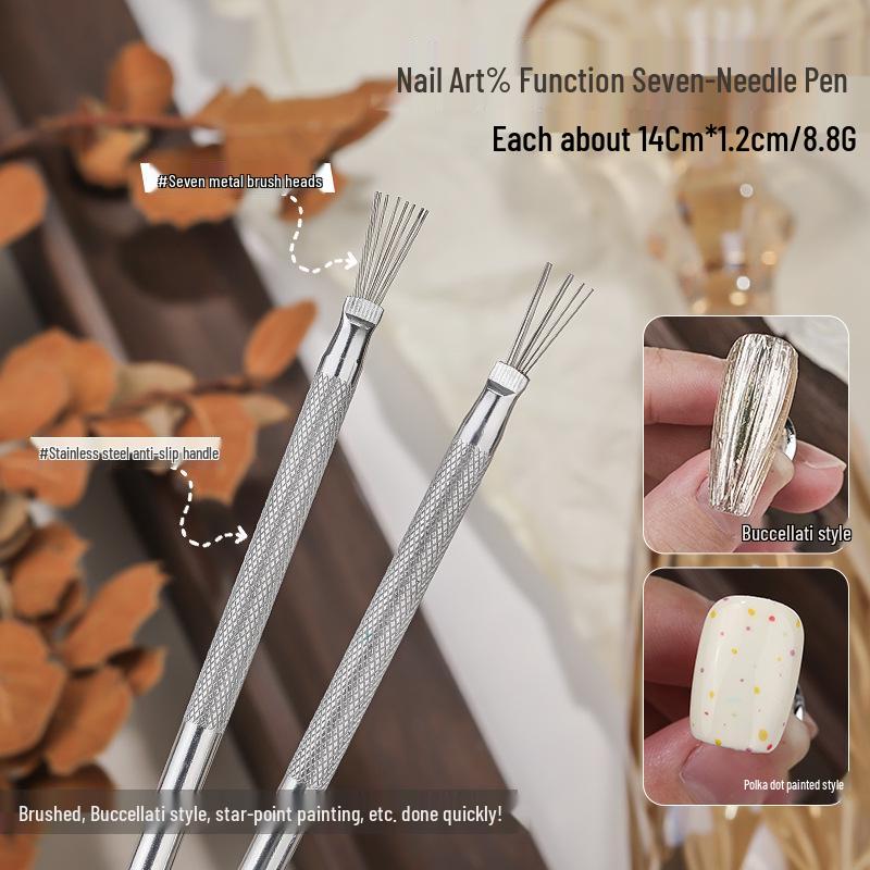 

Многофункциональный семиигольный инструмент для ногтей с гибкой ручкой из нержавеющей стали