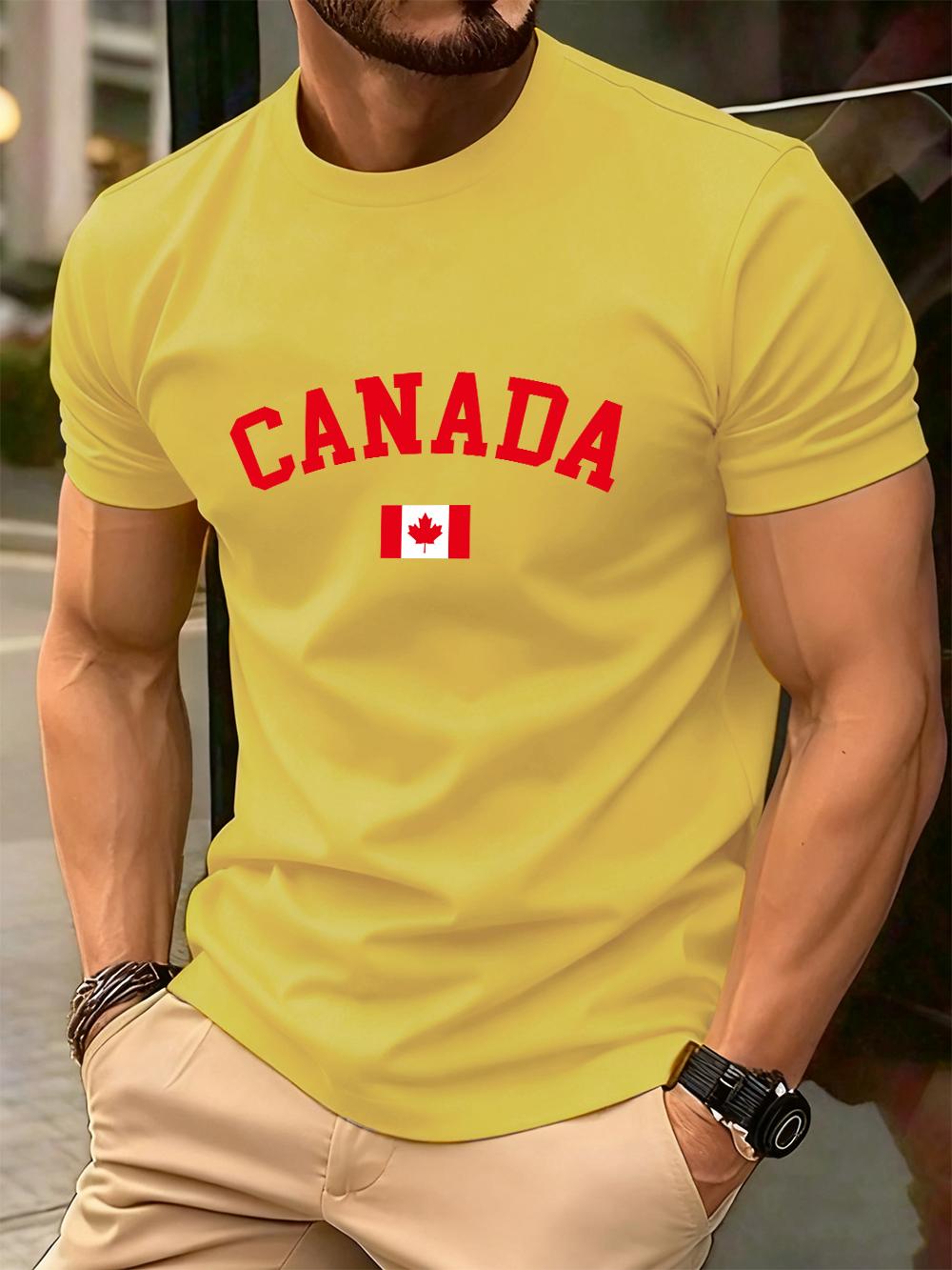 

Canada Text With Flag Printed Cotton TShirts MenS Summer Short Sleeve T Shirt Soft Oversized ONeck Tops Basic Mens Clothes S