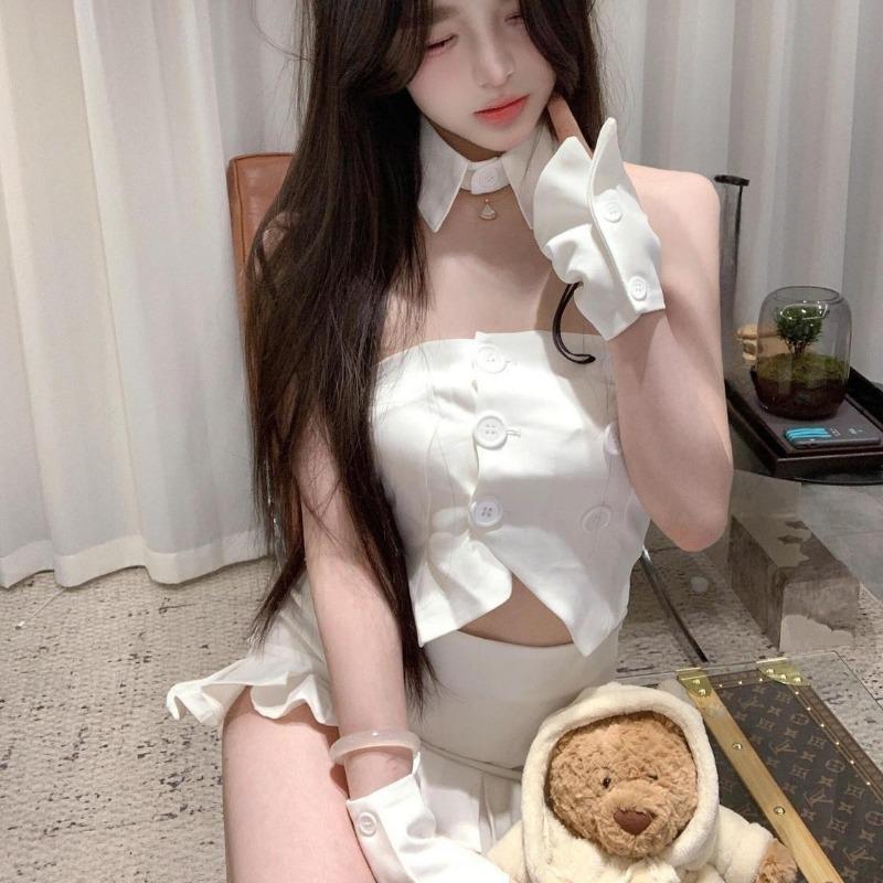 Sexy Lingerie Hottie Sexy Tube Top Short Top Ruffle Edge Splicing Hip Skirt Bunny Cosplay Woman