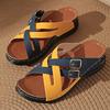 Fashion Mix Color Cross Strap Wedge Slippers Women Summer Non Slip Platform Sandals Woman Lightweight Soft Thick Sole Sandalias Mujer 43
