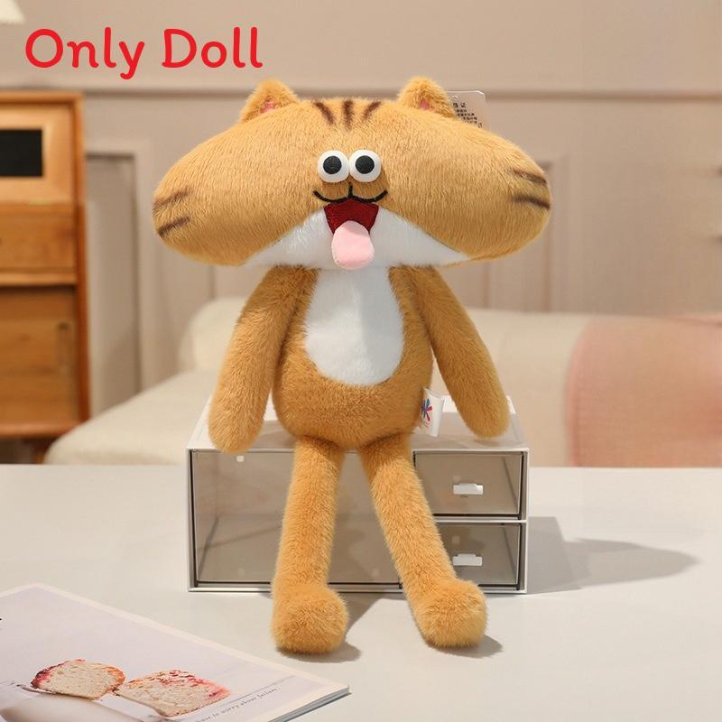 Super Soft Short Plush Frenchie Cat Plush Toy With Tongue Out Funny Design For Kids And Teens