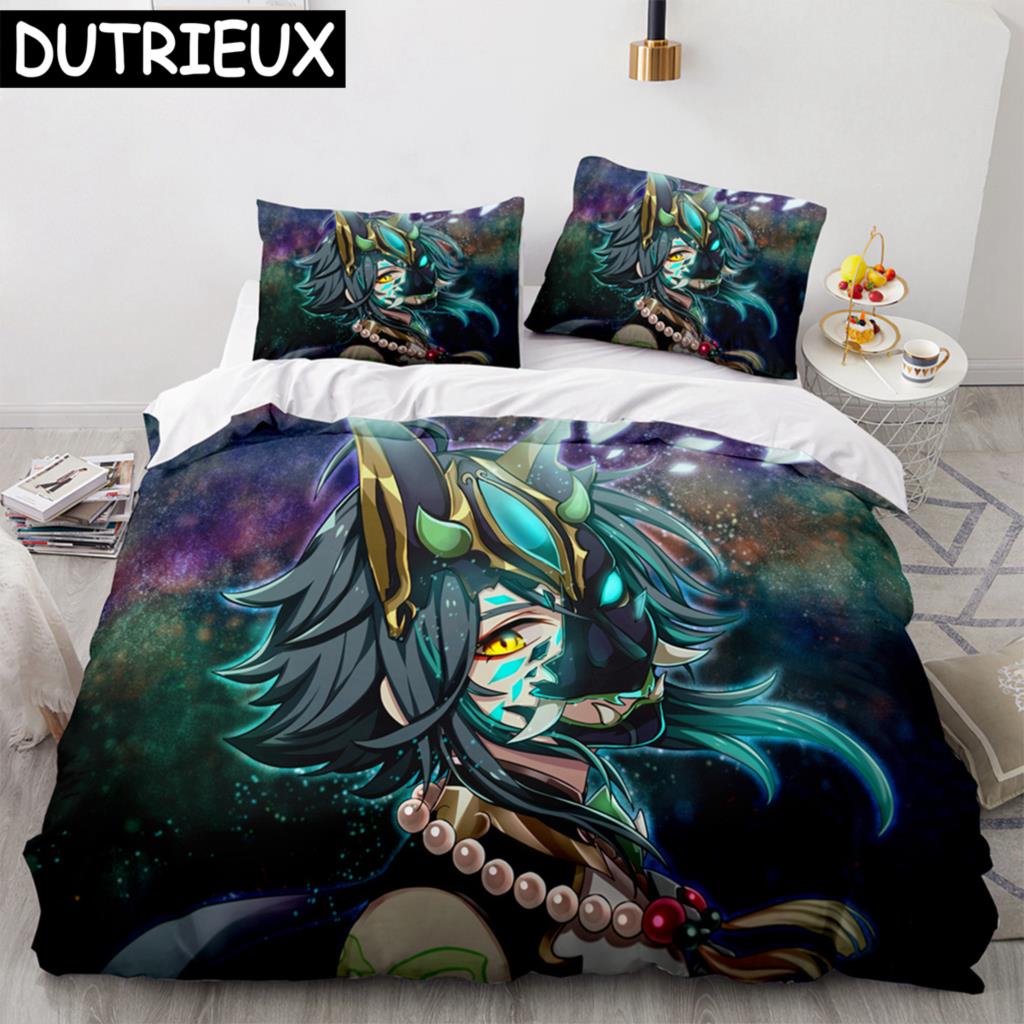 

Genshin Impact 3D Anime Bedding Set Comfortable Quilt Cover Twin Full Queen King Pillowcase For Duvet Cover Duvet Cover EU single(135x200cm)