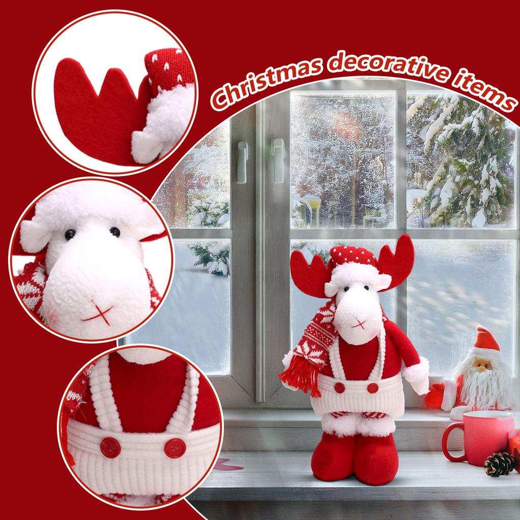 Christmas Stretchable Knitted Red Series Doll Window Display Props Decorations And Accessories
