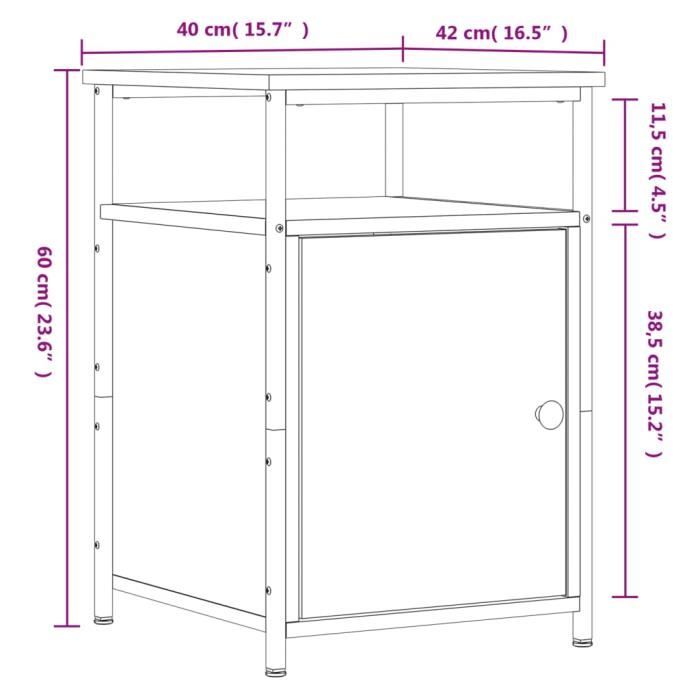 VidaXL Tables de chevet 2pcs Chêne marron 40x42x60cm Bois d'ingénierie 826042
