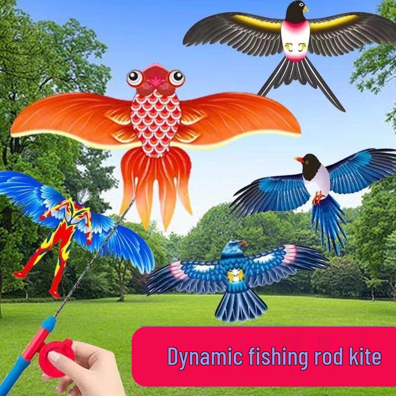 Dynamic Children's Swallow Butterfly Kite - Handheld Plastic Rod with Shaking Wings