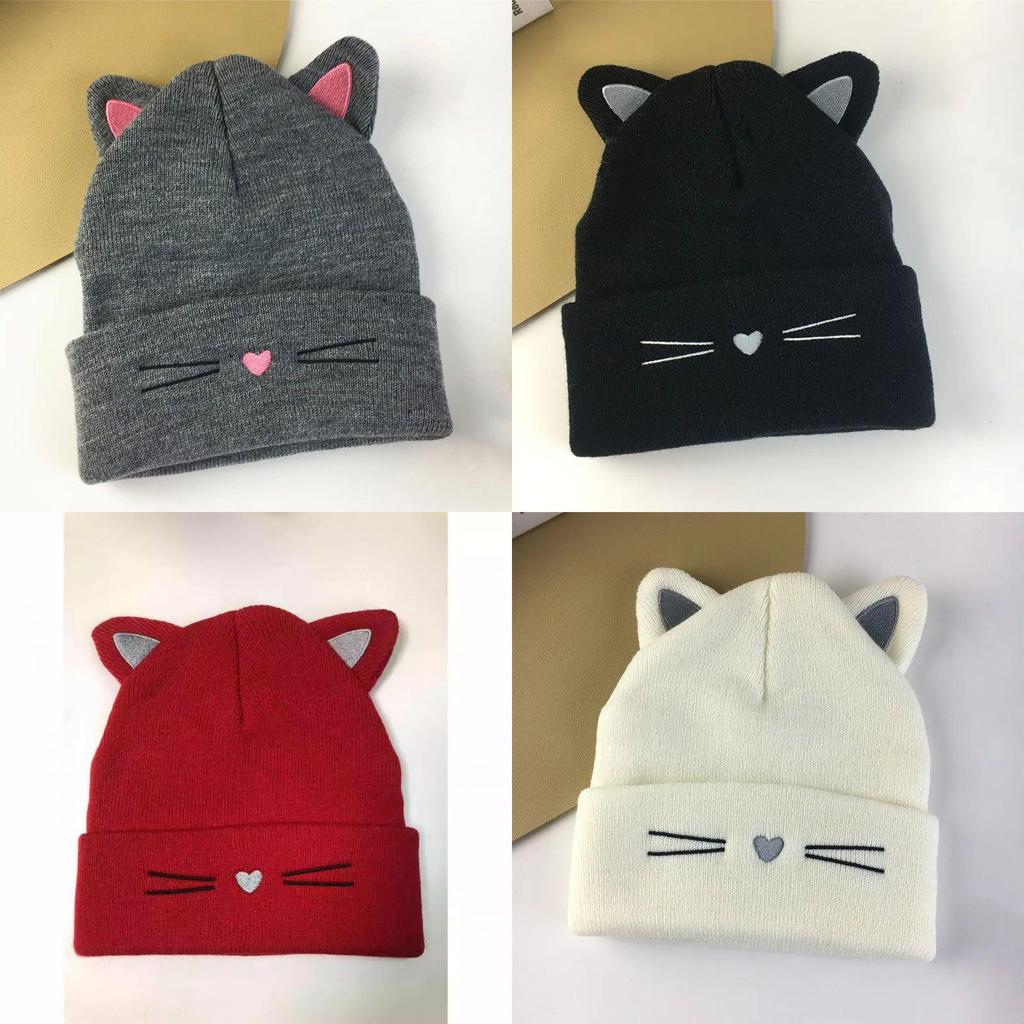 Cozy Catthemed Knit Hat For Autumn And Winter Outdoor Cold Weather Accessory