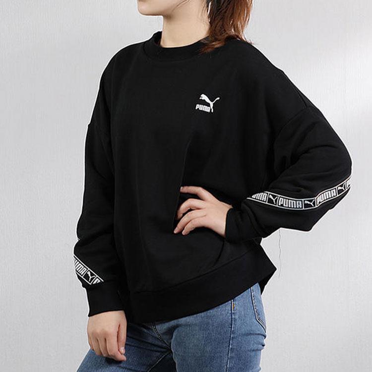 Puma Ležérní sportovní logo pulovr mikina s dlouhým rukávem dámská mikina černá 596019-01