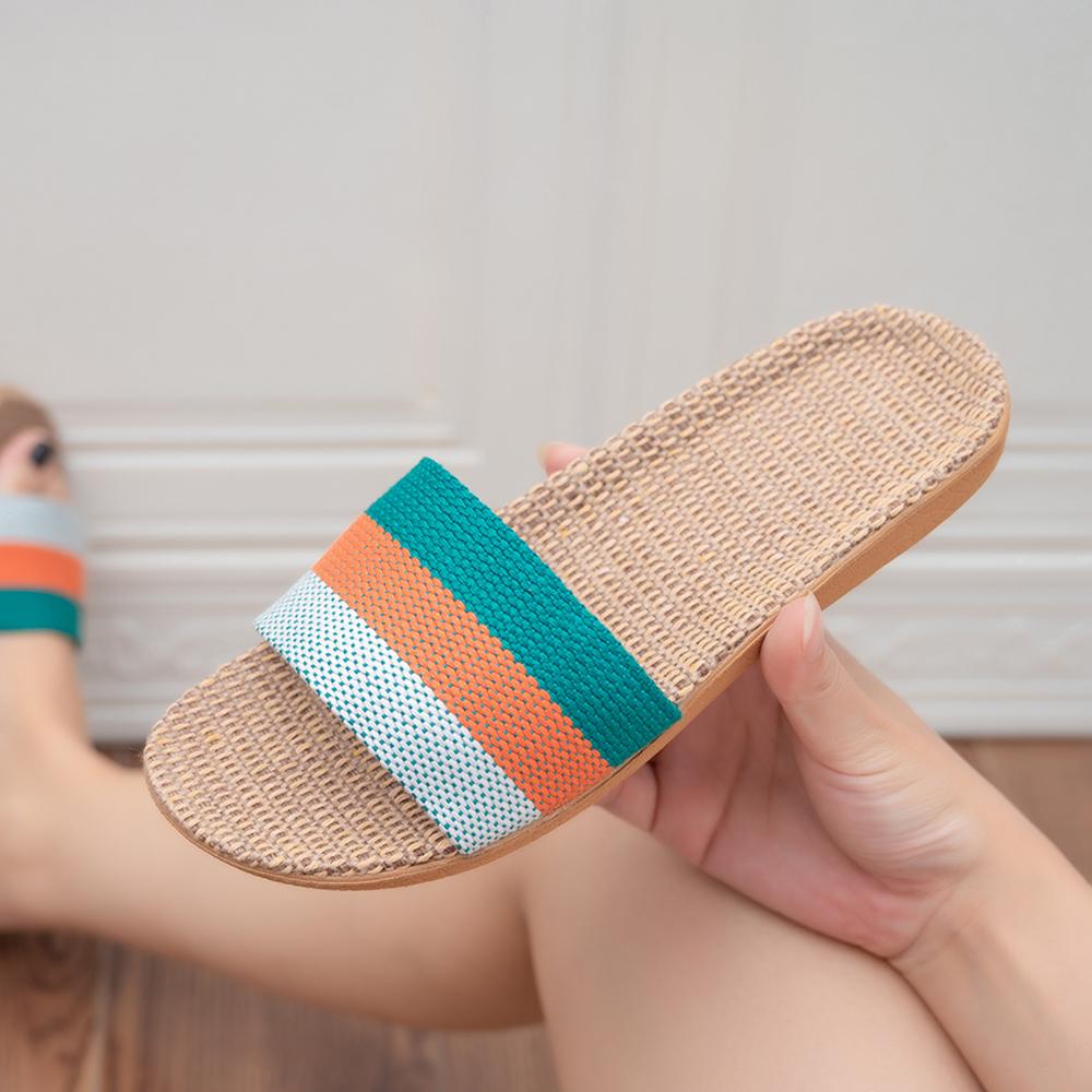 Summer Linen Women'S Slippers Flat Sandals Home Color EVA Lightweight Shoes For Women Casual Slippers