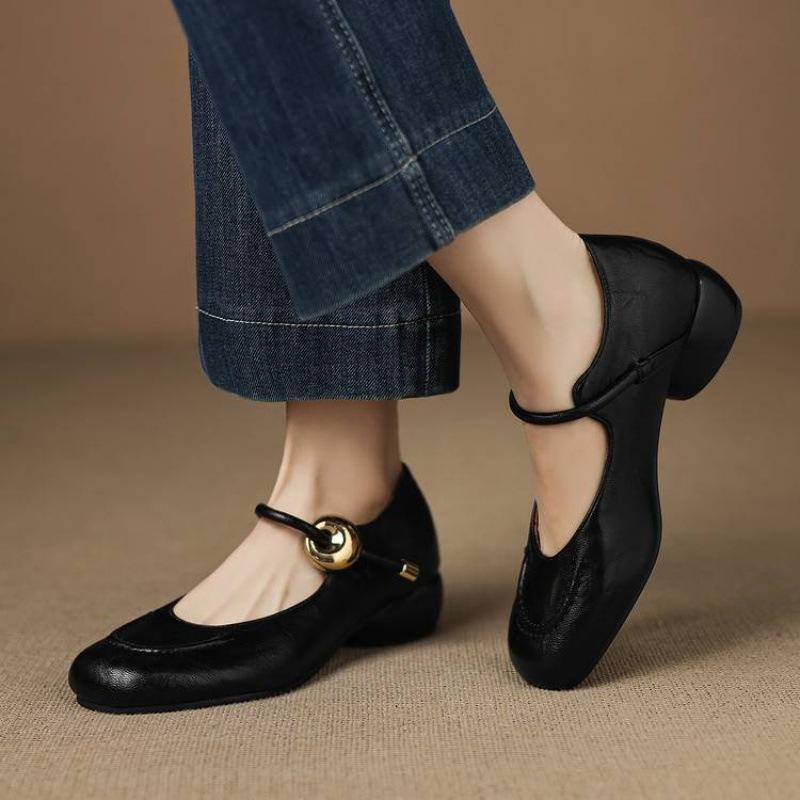 Wear Women's Non-slip Soft-soled Single Shoes In All Seasons, Comfortable Round Head Low-top Beef Tendon Sole Large-size Women's Shoes, New Small L