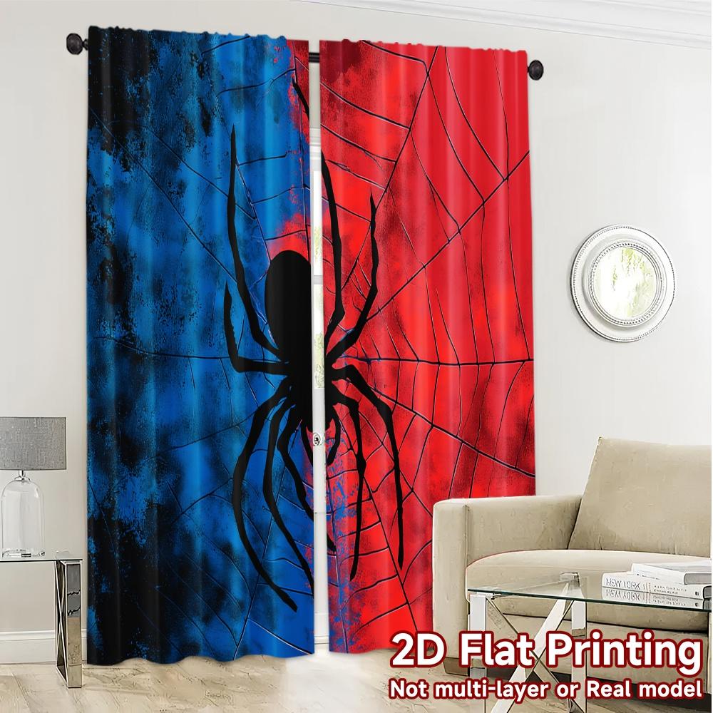 2D Flat Printing,JIT 2pcs, Curtains (Without Rod) DualWeb Arachne Chic Minimalist Curtains Versatile 100% Polyester Curtains
