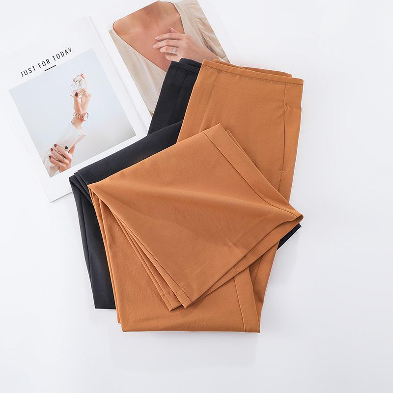 Spring 2025 Women's High-Waist Orange Flared Pants - Slimming, Drapey, Casual Wear