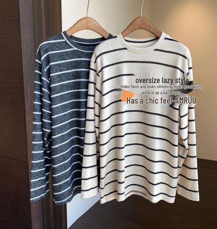 Women's Loose Striped Long-Sleeve T-Shirt: Flattering and Stylish Base Layer for Autumn/Winter 2025