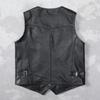 First Layer Cowhide Leather Vest Men's Pure Leather Vest Slim Fit Tooling Sleeveless Leather Jacket V-neck Vest