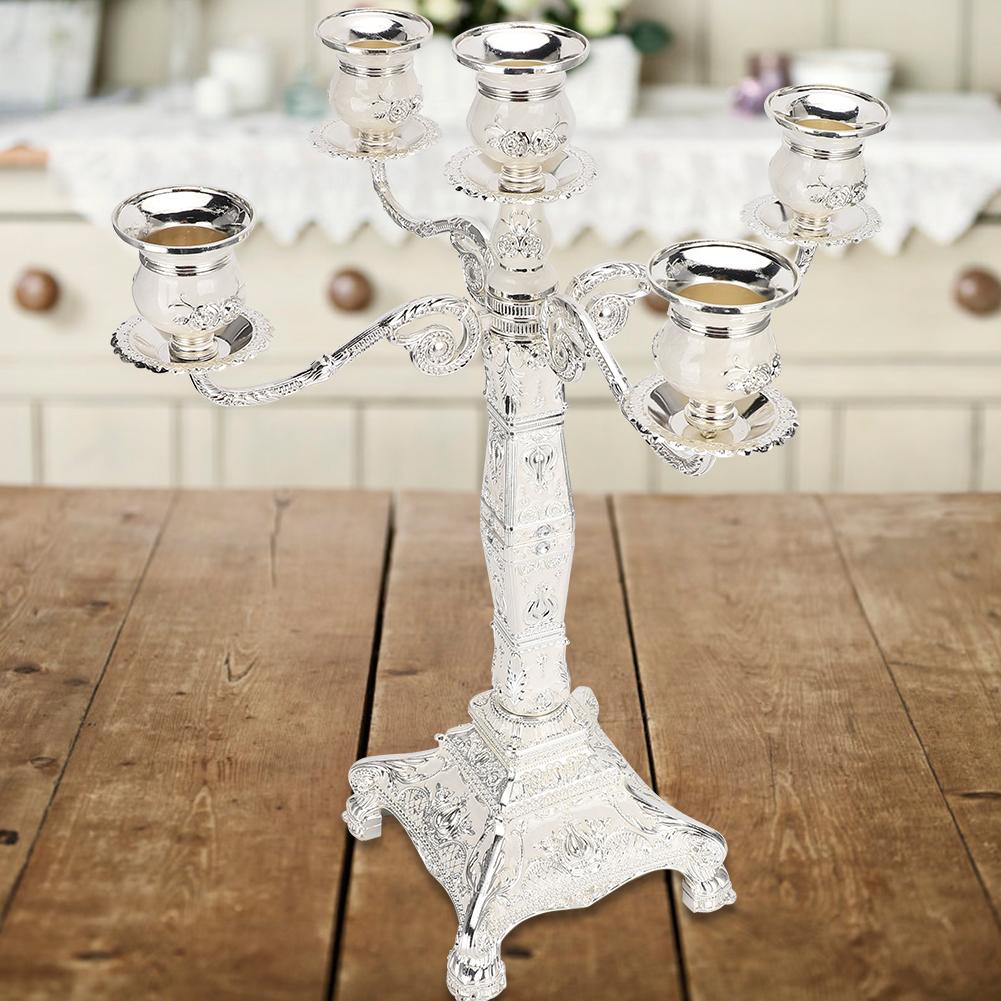 European Vintage Home Candelabra Embossed Candle Holder Dinner Table Wedding Ornaments