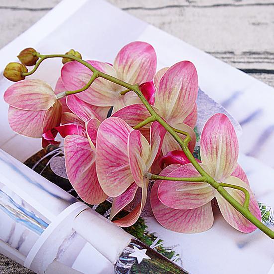 1Pc 6Heads Artificial Butterfly Orchid Silk Flower Home Wedding Party Decor