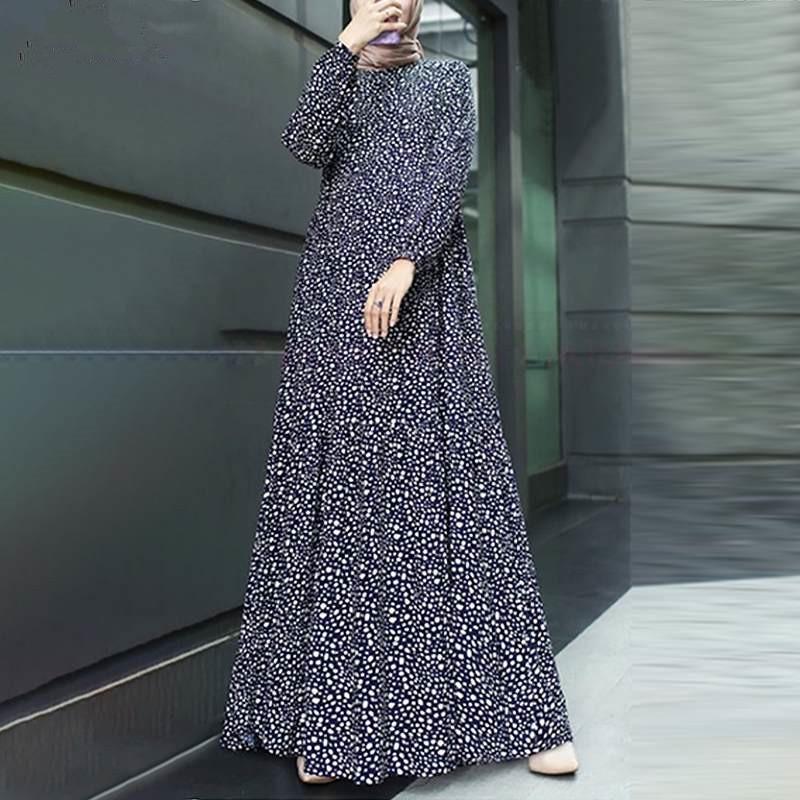 Bohemian Vintage Muslim Long Sleeve Printed Summer Dress