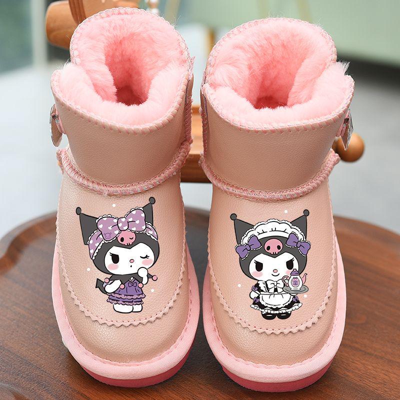 2025 Winter New Arrivals: Girls' Waterproof Snow Boots with Fleece Lining, Cartoon Design, Warm Cotton, for Little Girls