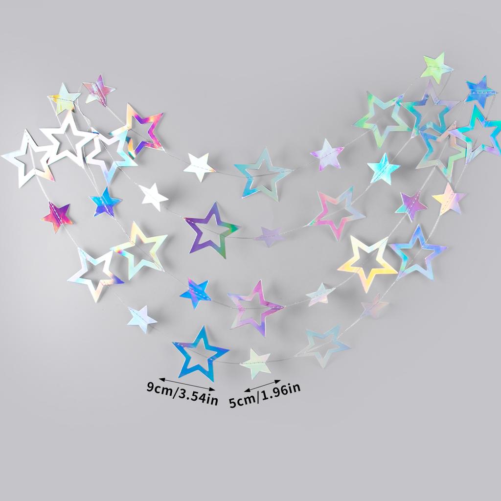 Laser Silver Moon Star Garland Banner Bedroom Wall Hanging Ornament Aldut Kids Birthday Party Decoration Banner Wedding Supplies