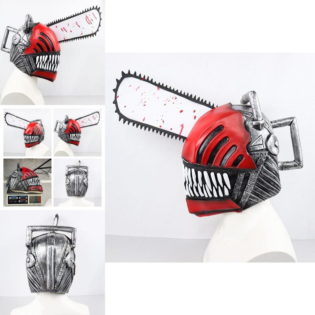 Windproof Chainsaw Man Mask Pochita Cosplay Accessories Halloween Party