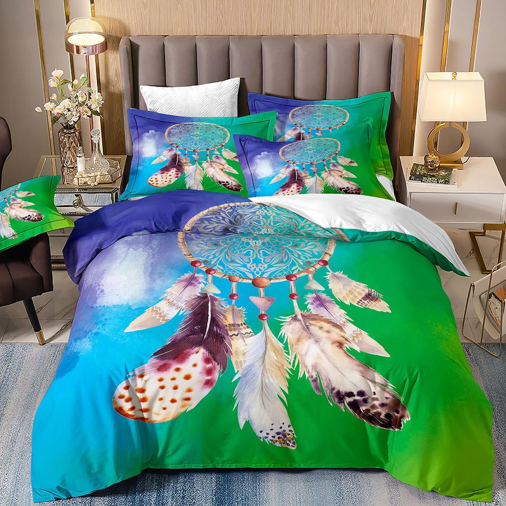 3D Digital Printing Abrasive Bedding Feather Three-Piece Set