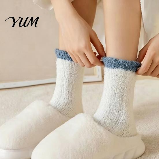Warm Winter Gift for Women Thickened Plush Socks Women, Soft Coral Fleece Slipper with Loose Circulation Towel Bottom Cushioning, Thermal Floor Autumn