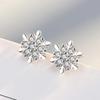 S925 Sterling Silver Snowflake Stud Earrings for Women - Korean Style, Fashionable, Versatile, Simple Christmas Gift.