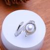 LSOOYH Freshwater Pearl Rings For Women Classic Silver Color Party Ring Anniversary Birthday Gifts