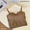 Seamless Ice Silk French Strappy Tank Top with Fixed Cup and Bandage Bustier
