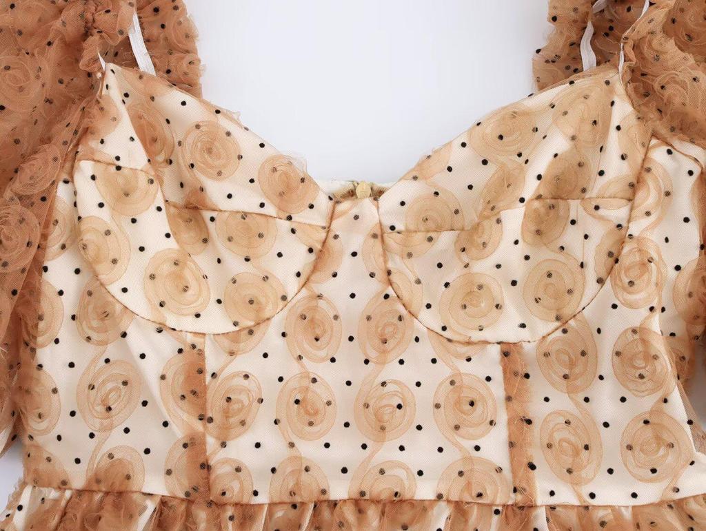 2025 Spring Women's European & American French Retro Puff Sleeve Dress