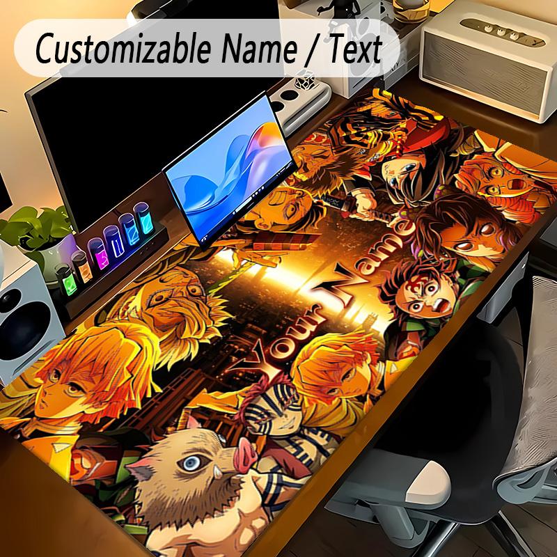 Large Mouse PadDemon Slayer Custom Name Text Personalized Desk Mat Non Slip Gaming Pad