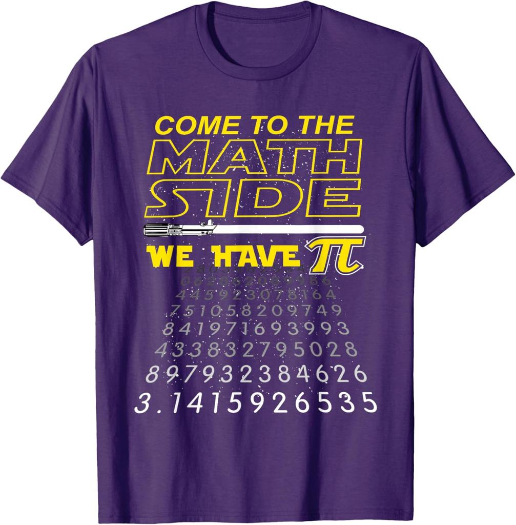 Come to The Math Side We Have Pi Math TShirt Graphic TShirt Mens Casual Crewneck Tee