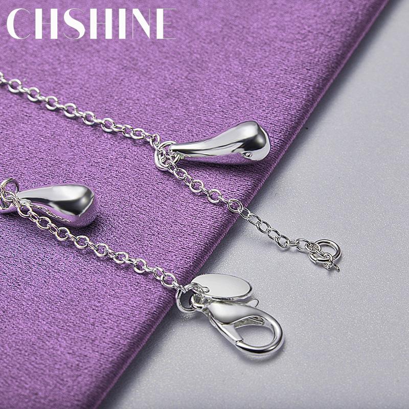 CHSHINE 925 Sterling Silver Water Drop Pendant Bracelet Fashion Charm Jewelry 20CM 8inches