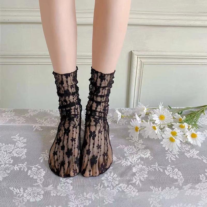 Summer Girl Sock Retro Lace Ruffle Hollow Lovely Sock for Girl Breathable Frilly Princess Sock Stuff