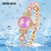 Mokago Women's Quartz Alloy Temperament Watch with Full Diamond Crown and Bracelet - Waterproof Light Luxury