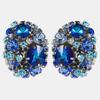 Round Crystal Rhinestone Clip-on Earrings No Piercing Jewelry Christmas Colors