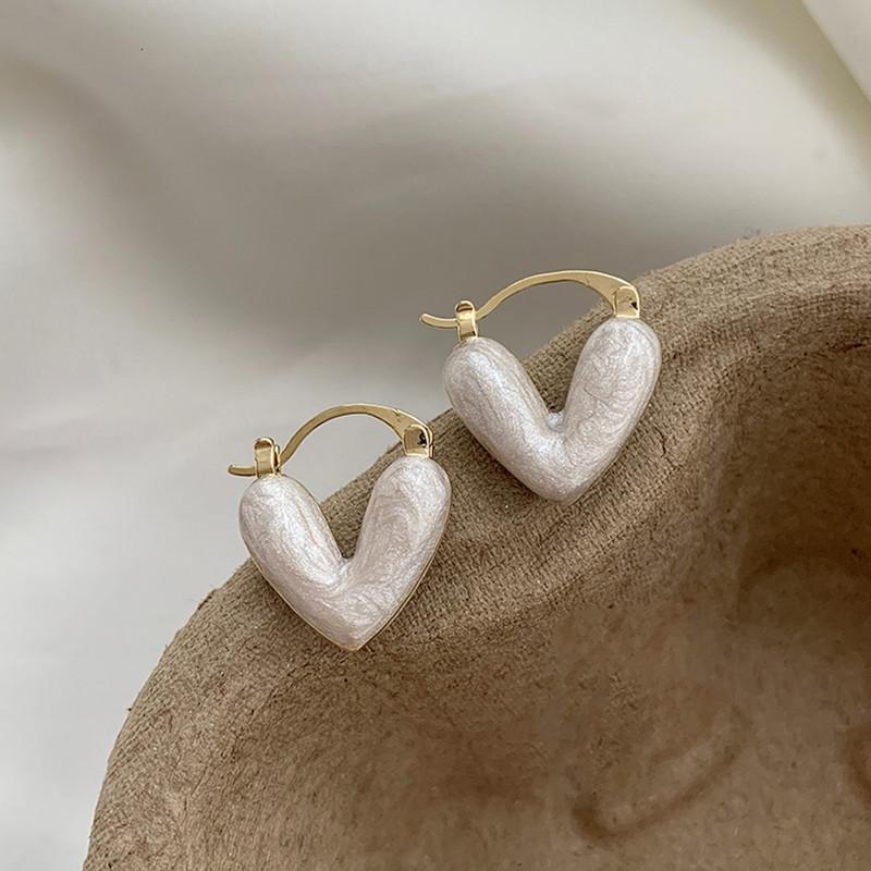 Kpop Sweet Minimalist Love Heart Drop Earrings for Women Wed Korean Fashion Elegant Earrings Aesthetic Piercing Ear Jewelry New