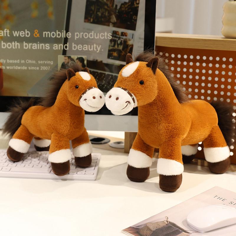 Cartoon Brown Pony Doll Plush Toy Pony Zodiac Horse Doll Boy Rag Doll Birthday Gift