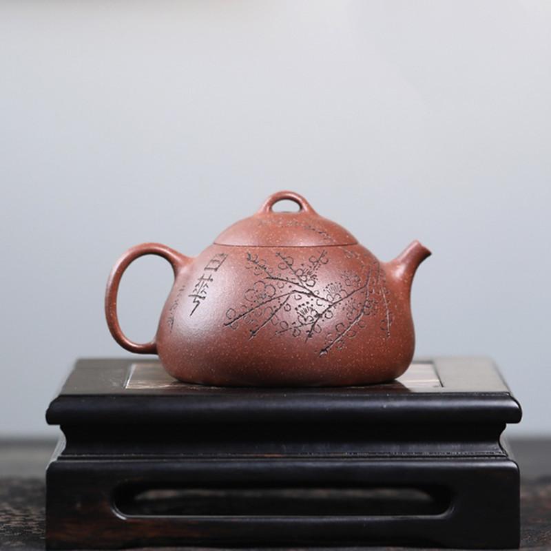120ml Chinesische Yixing Lila Ton Teekanne Kleine Kapazität Handgefertigt Pflaumenblüte Teekanne Schönheits Tee-Infuser Zisha Kessel Teekanne Set