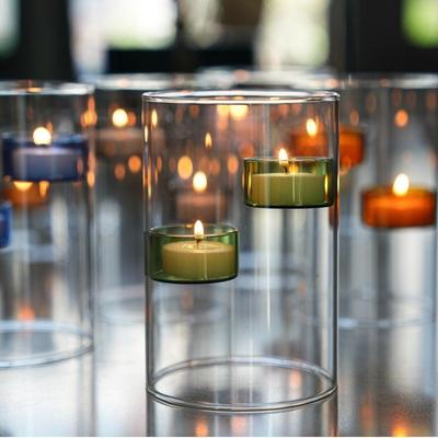 Cylinder Shape Glass Tealight Candle Holder Romantic Transparent Candle Cup Exquisite Versatile Aromatherapy Holder