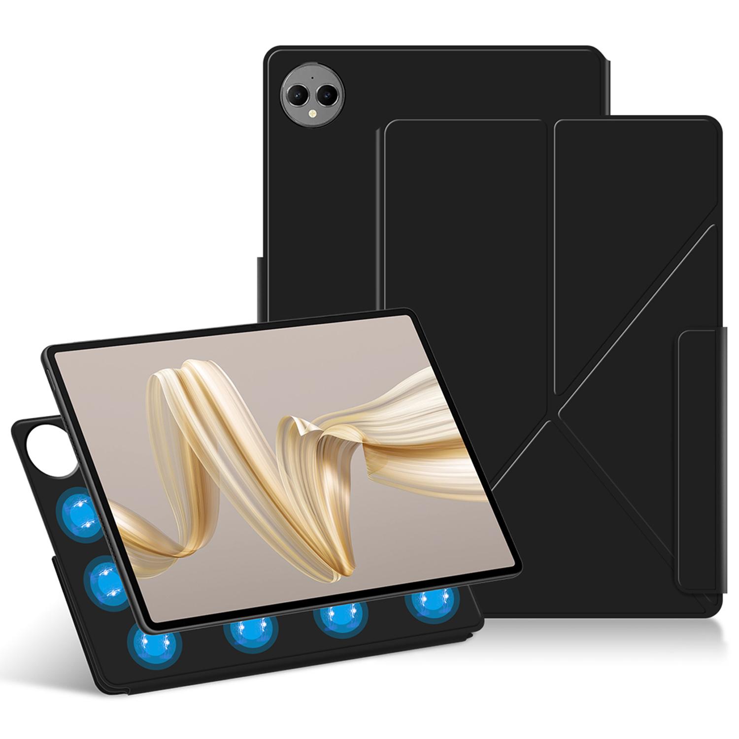 

Для Huawei MatePad Pro 12.2 (2024) Кожаный чехол-подставка оригами с магнитной крышкой для планшета, автоматическое пробуждение/засыпание Black