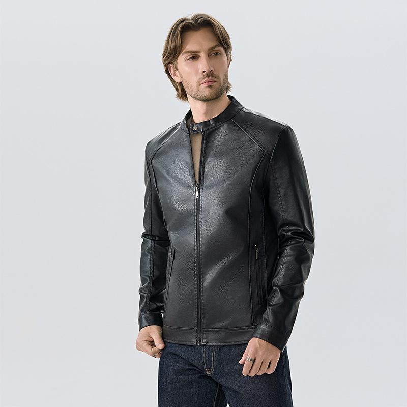 New casual fashion high-end leather jacket men's loose trend American cycling locomotive casual PU leather jacket