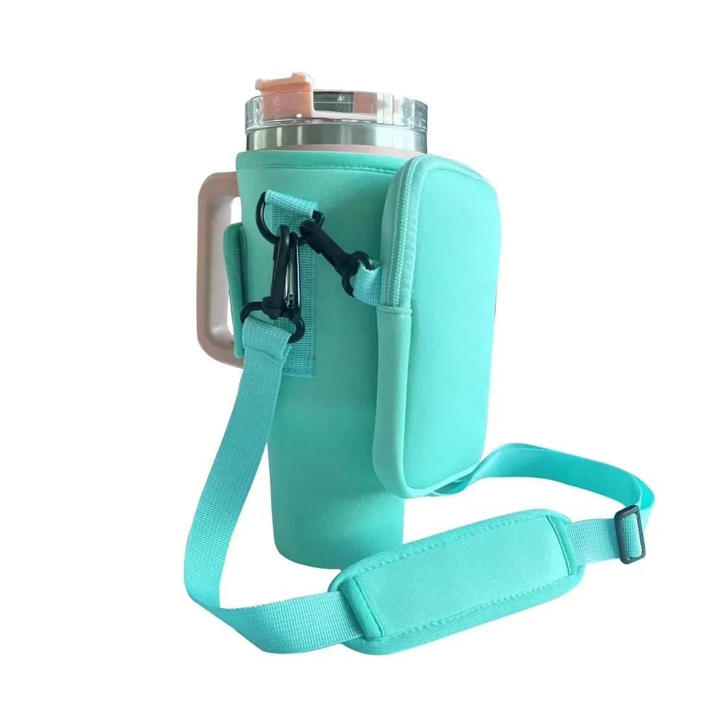 Neoprene Water Bottle 40oz Cover for Stanley Quencher Cup Insulated No-slip Anti-fall Protective Sleeve with Strap Pocket